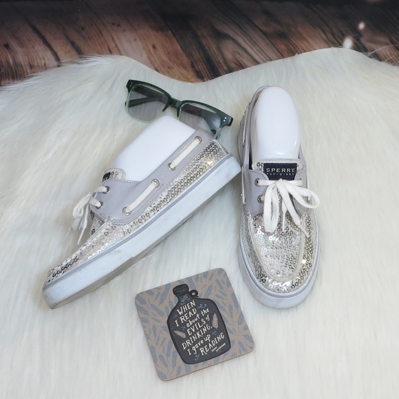 Sperry Shoes - Sperry TopSiders *7.5* Silver Sequin Boat Shoes